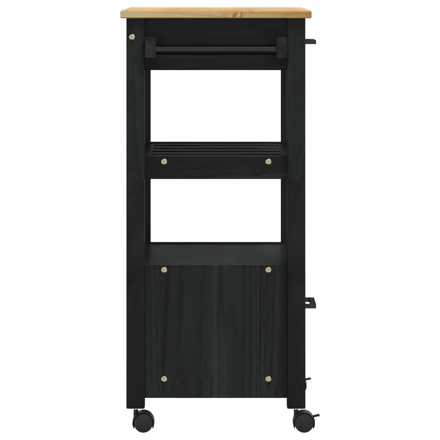 vidaXL Kitchen Trolley MONZA Black 48 x 40 x 88.5 cm Solid Pine Wood