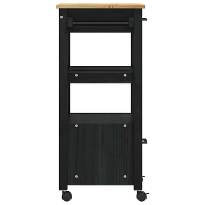 vidaXL Kitchen Trolley MONZA Black 48 x 40 x 88.5 cm Solid Pine Wood