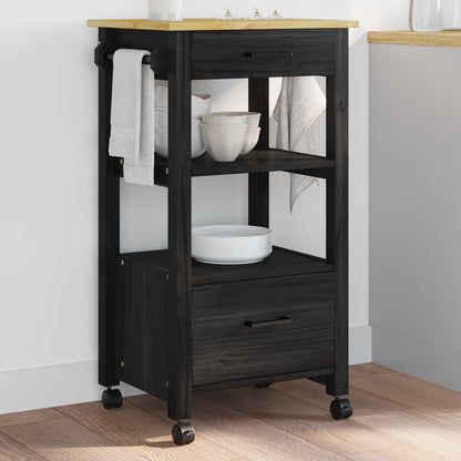 vidaXL Kitchen Trolley MONZA Black 48 x 40 x 88.5 cm Solid Pine Wood
