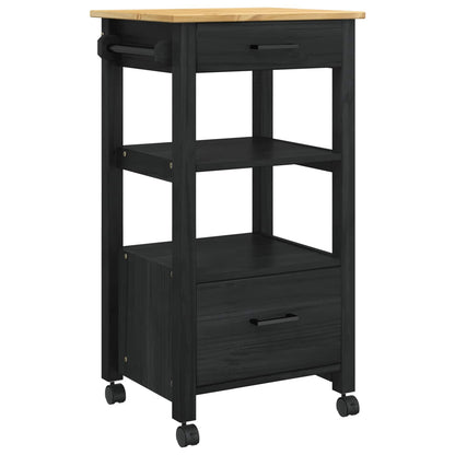 vidaXL Kitchen Trolley MONZA Black 48 x 40 x 88.5 cm Solid Pine Wood