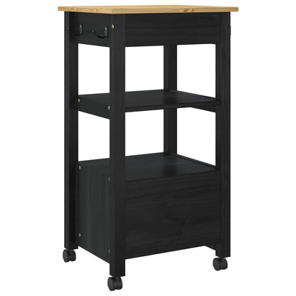 vidaXL Kitchen Trolley MONZA Black 48 x 40 x 88.5 cm Solid Pine Wood