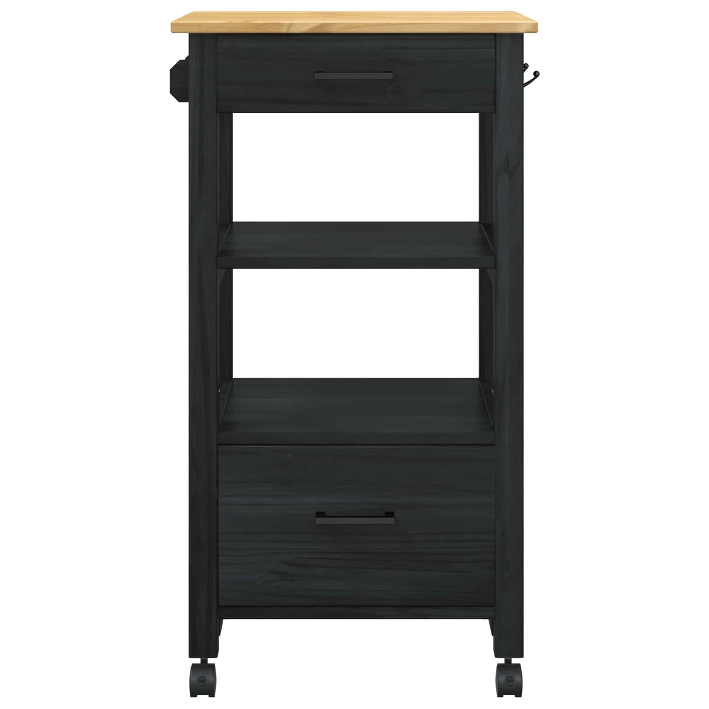 vidaXL Kitchen Trolley MONZA Black 48 x 40 x 88.5 cm Solid Pine Wood