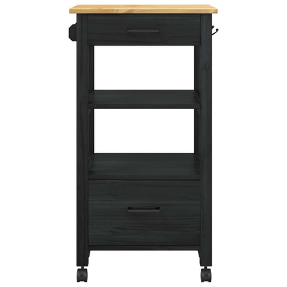 vidaXL Kitchen Trolley MONZA Black 48 x 40 x 88.5 cm Solid Pine Wood