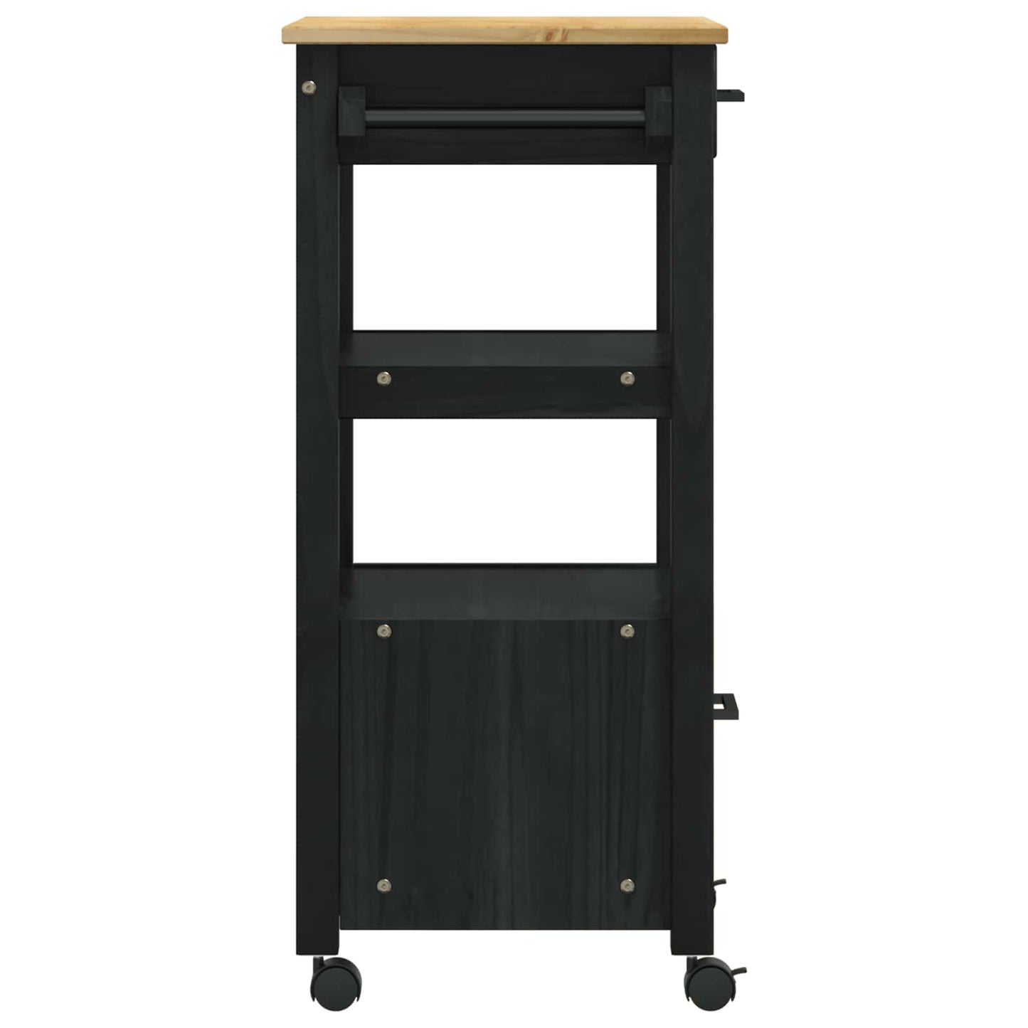 vidaXL Kitchen Trolley MONZA Black 48 x 40 x 88.5 cm Solid Pine Wood