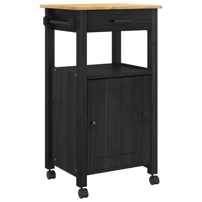 vidaXL Kitchen Trolley MONZA Black 48 x 40 x 88.5 cm Solid Pine Wood