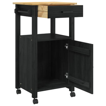 vidaXL Kitchen Trolley MONZA Black 48 x 40 x 88.5 cm Solid Pine Wood