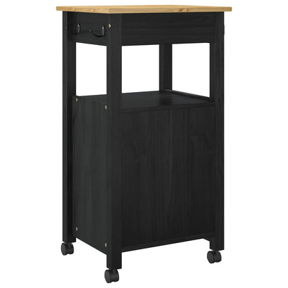 vidaXL Kitchen Trolley MONZA Black 48 x 40 x 88.5 cm Solid Pine Wood