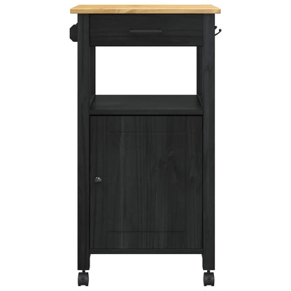 vidaXL Kitchen Trolley MONZA Black 48 x 40 x 88.5 cm Solid Pine Wood