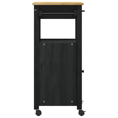 vidaXL Kitchen Trolley MONZA Black 48 x 40 x 88.5 cm Solid Pine Wood