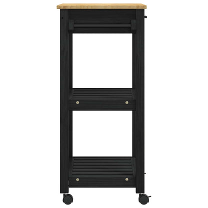 vidaXL Kitchen Trolley MONZA Black 60 x 40 x 88.5 cm Solid Pine Wood