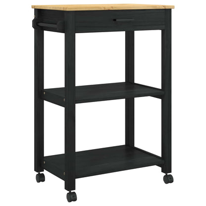 vidaXL Kitchen Trolley MONZA Black 60 x 40 x 88.5 cm Solid Pine Wood