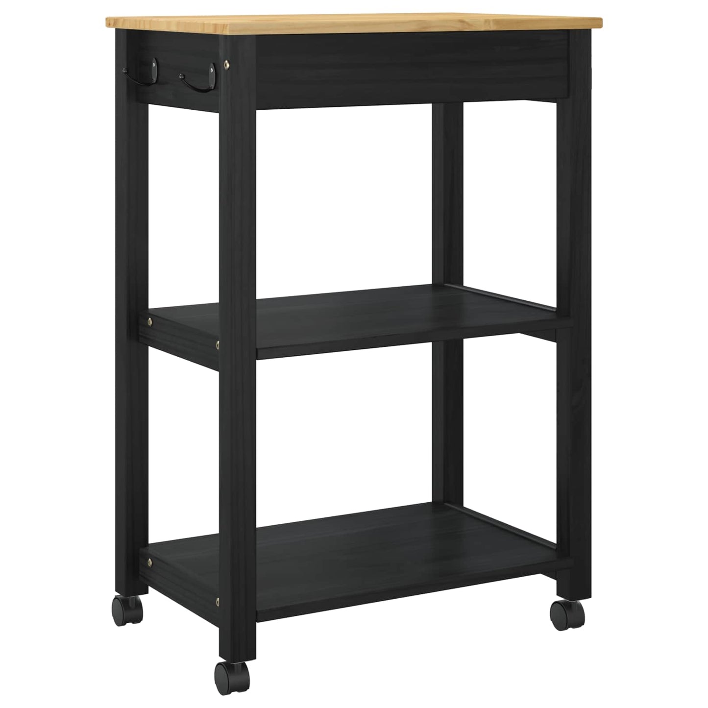 vidaXL Kitchen Trolley MONZA Black 60 x 40 x 88.5 cm Solid Pine Wood