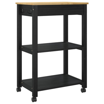 vidaXL Kitchen Trolley MONZA Black 60 x 40 x 88.5 cm Solid Pine Wood