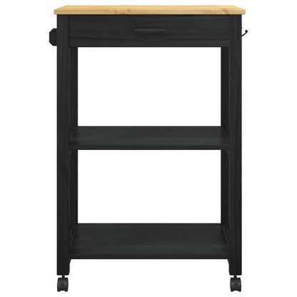 vidaXL Kitchen Trolley MONZA Black 60 x 40 x 88.5 cm Solid Pine Wood