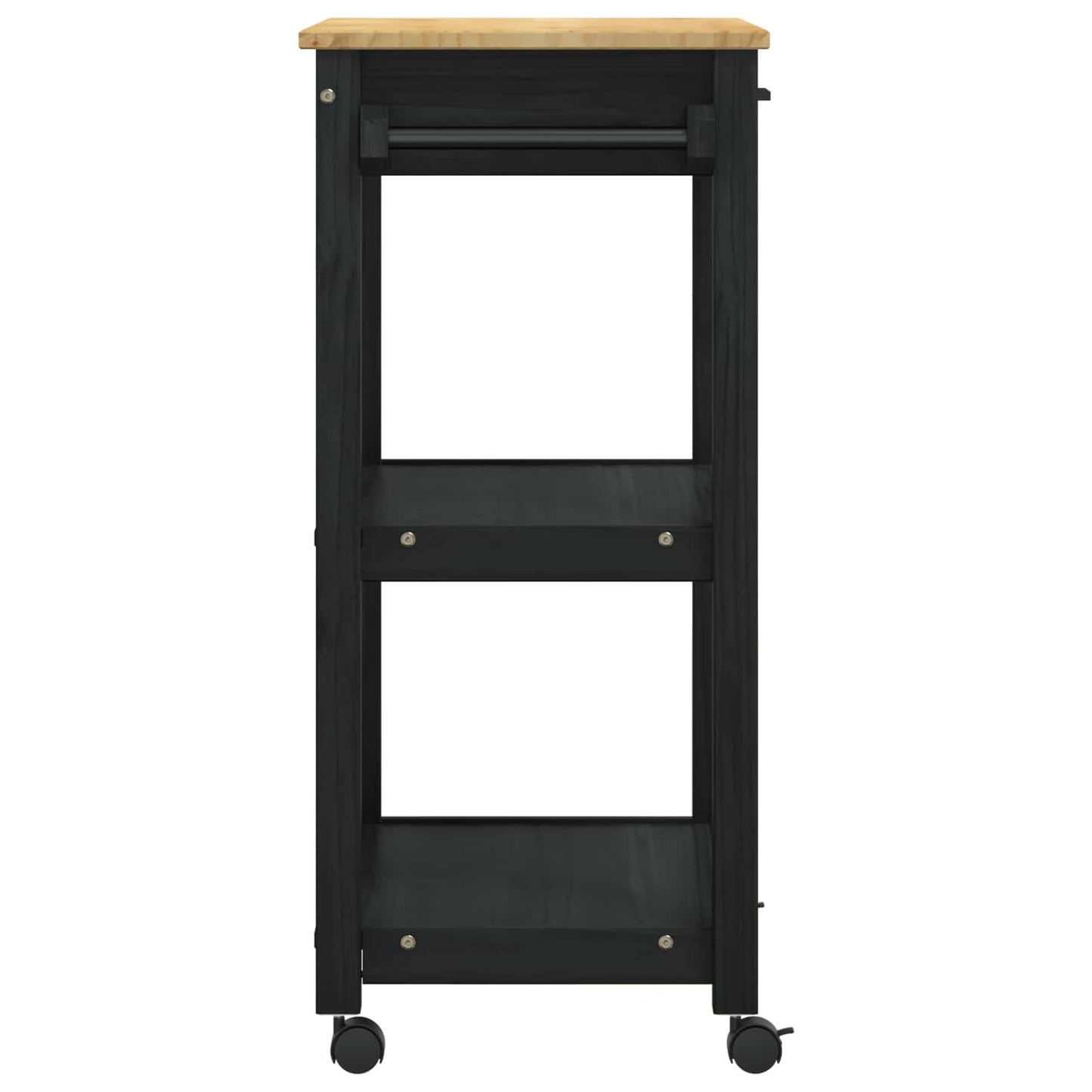 vidaXL Kitchen Trolley MONZA Black 60 x 40 x 88.5 cm Solid Pine Wood