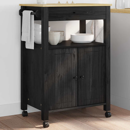 vidaXL Kitchen Trolley MONZA Black 60 x 40 x 88.5 cm Solid Pine Wood