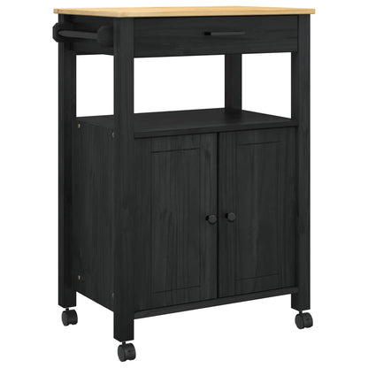 vidaXL Kitchen Trolley MONZA Black 60 x 40 x 88.5 cm Solid Pine Wood