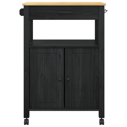 vidaXL Kitchen Trolley MONZA Black 60 x 40 x 88.5 cm Solid Pine Wood