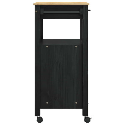vidaXL Kitchen Trolley MONZA Black 60 x 40 x 88.5 cm Solid Pine Wood