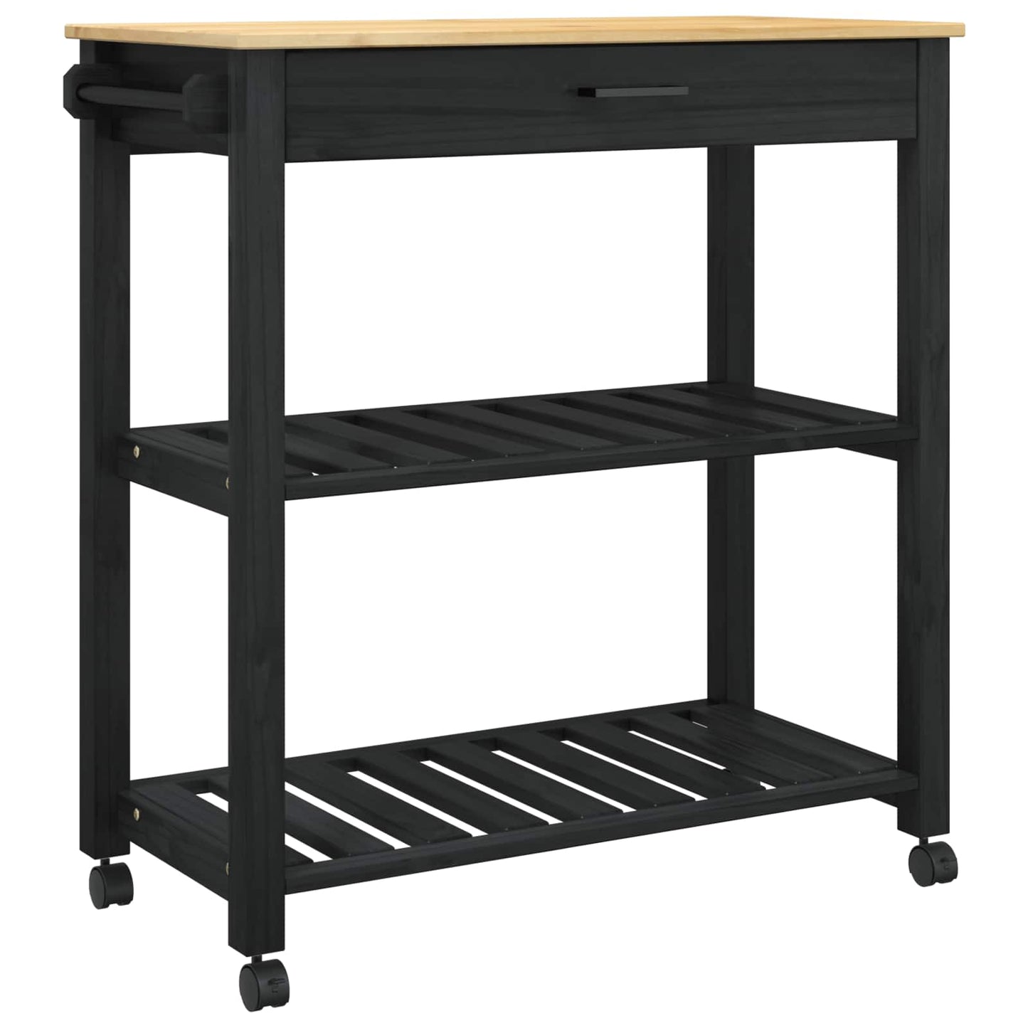 vidaXL Kitchen Trolley MONZA Black 84 x 40 x 88.5 cm Solid Pine Wood