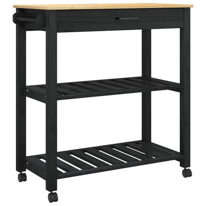 vidaXL Kitchen Trolley MONZA Black 84 x 40 x 88.5 cm Solid Pine Wood