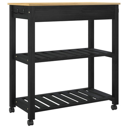vidaXL Kitchen Trolley MONZA Black 84 x 40 x 88.5 cm Solid Pine Wood