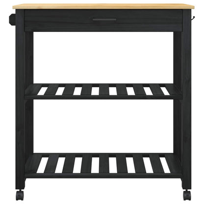 vidaXL Kitchen Trolley MONZA Black 84 x 40 x 88.5 cm Solid Pine Wood