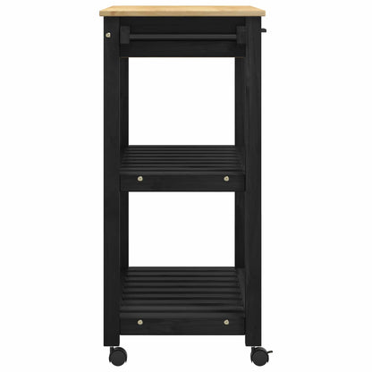 vidaXL Kitchen Trolley MONZA Black 84 x 40 x 88.5 cm Solid Pine Wood