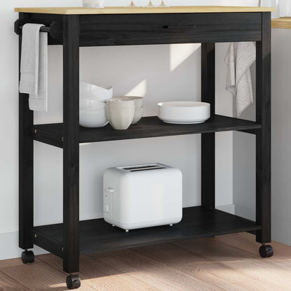 vidaXL Kitchen Trolley MONZA Black 84 x 40 x 88.5 cm Solid Pine Wood