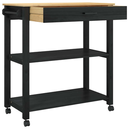 vidaXL Kitchen Trolley MONZA Black 84 x 40 x 88.5 cm Solid Pine Wood