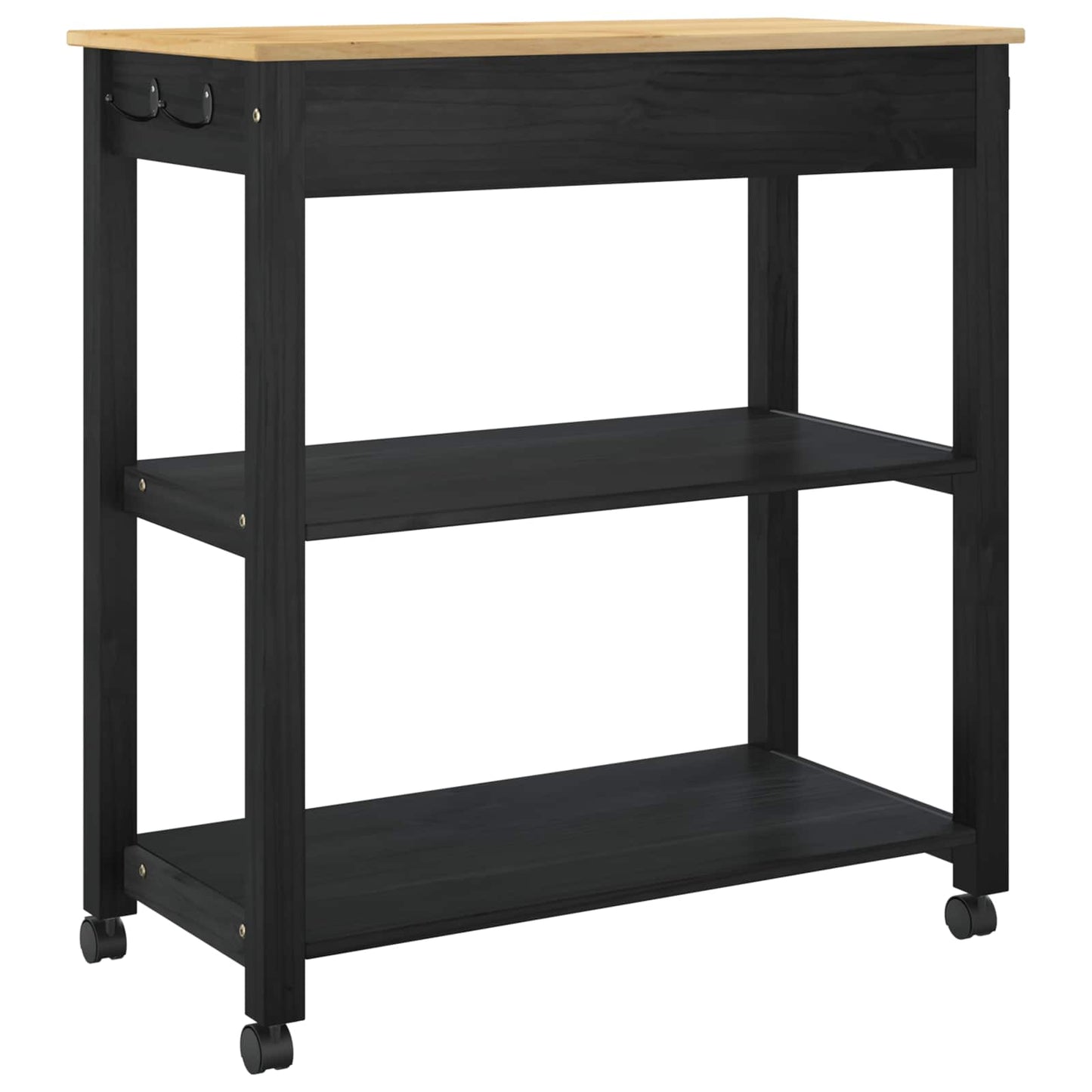 vidaXL Kitchen Trolley MONZA Black 84 x 40 x 88.5 cm Solid Pine Wood