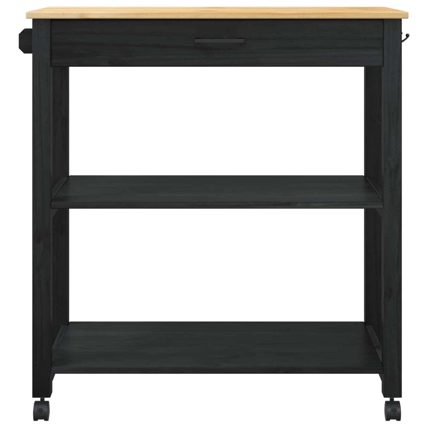 vidaXL Kitchen Trolley MONZA Black 84 x 40 x 88.5 cm Solid Pine Wood