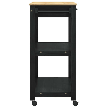 vidaXL Kitchen Trolley MONZA Black 84 x 40 x 88.5 cm Solid Pine Wood
