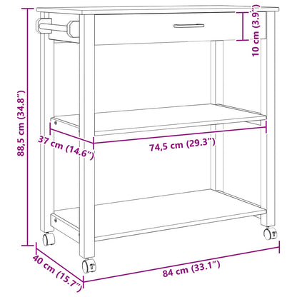 vidaXL Kitchen Trolley MONZA Black 84 x 40 x 88.5 cm Solid Pine Wood