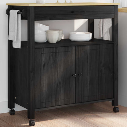 vidaXL Kitchen Trolley MONZA Black 84 x 40 x 88.5 cm Solid Pine Wood