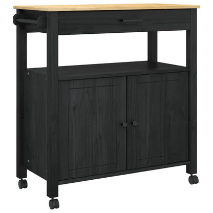 vidaXL Kitchen Trolley MONZA Black 84 x 40 x 88.5 cm Solid Pine Wood
