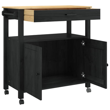 vidaXL Kitchen Trolley MONZA Black 84 x 40 x 88.5 cm Solid Pine Wood