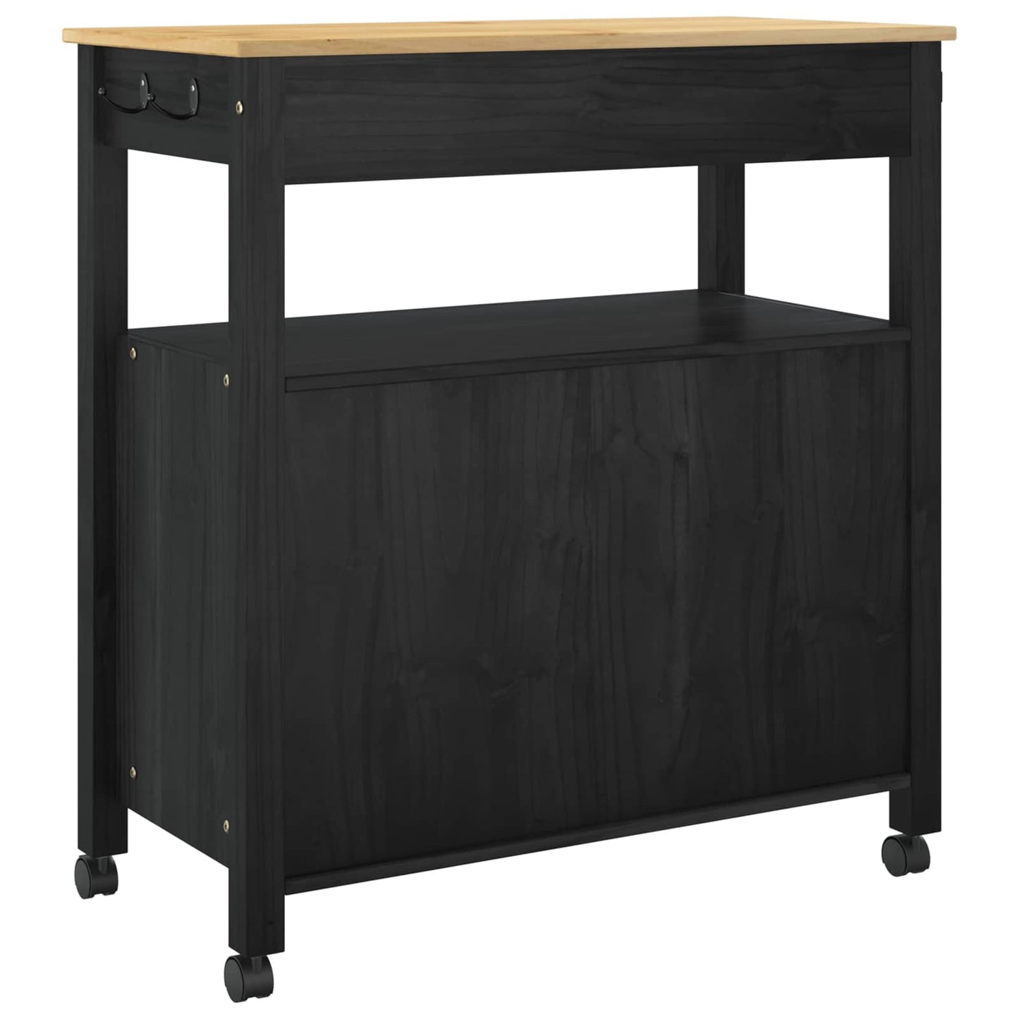 vidaXL Kitchen Trolley MONZA Black 84 x 40 x 88.5 cm Solid Pine Wood