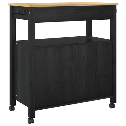 vidaXL Kitchen Trolley MONZA Black 84 x 40 x 88.5 cm Solid Pine Wood