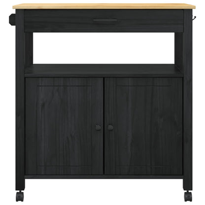 vidaXL Kitchen Trolley MONZA Black 84 x 40 x 88.5 cm Solid Pine Wood