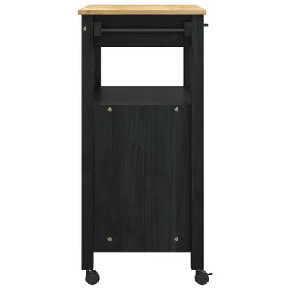 vidaXL Kitchen Trolley MONZA Black 84 x 40 x 88.5 cm Solid Pine Wood