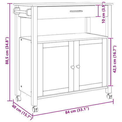 vidaXL Kitchen Trolley MONZA Black 84 x 40 x 88.5 cm Solid Pine Wood