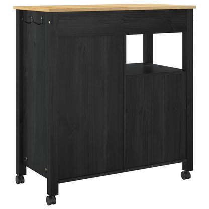 vidaXL Kitchen Trolley MONZA Black 84 x 40 x 88.5 cm Solid Pine Wood