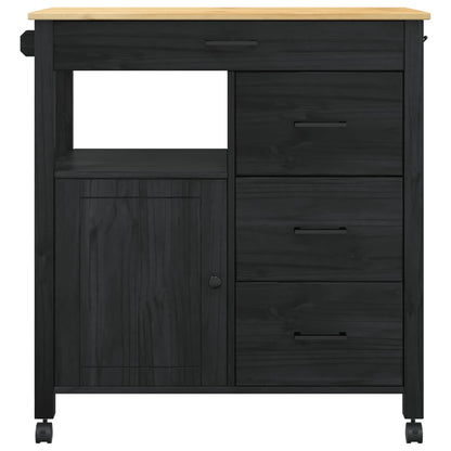 vidaXL Kitchen Trolley MONZA Black 84 x 40 x 88.5 cm Solid Pine Wood