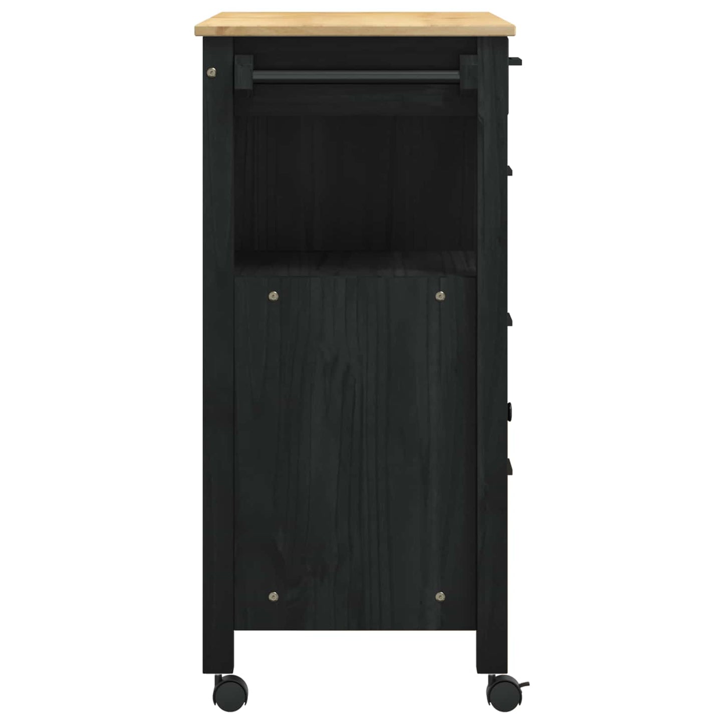 vidaXL Kitchen Trolley MONZA Black 84 x 40 x 88.5 cm Solid Pine Wood