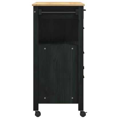 vidaXL Kitchen Trolley MONZA Black 84 x 40 x 88.5 cm Solid Pine Wood