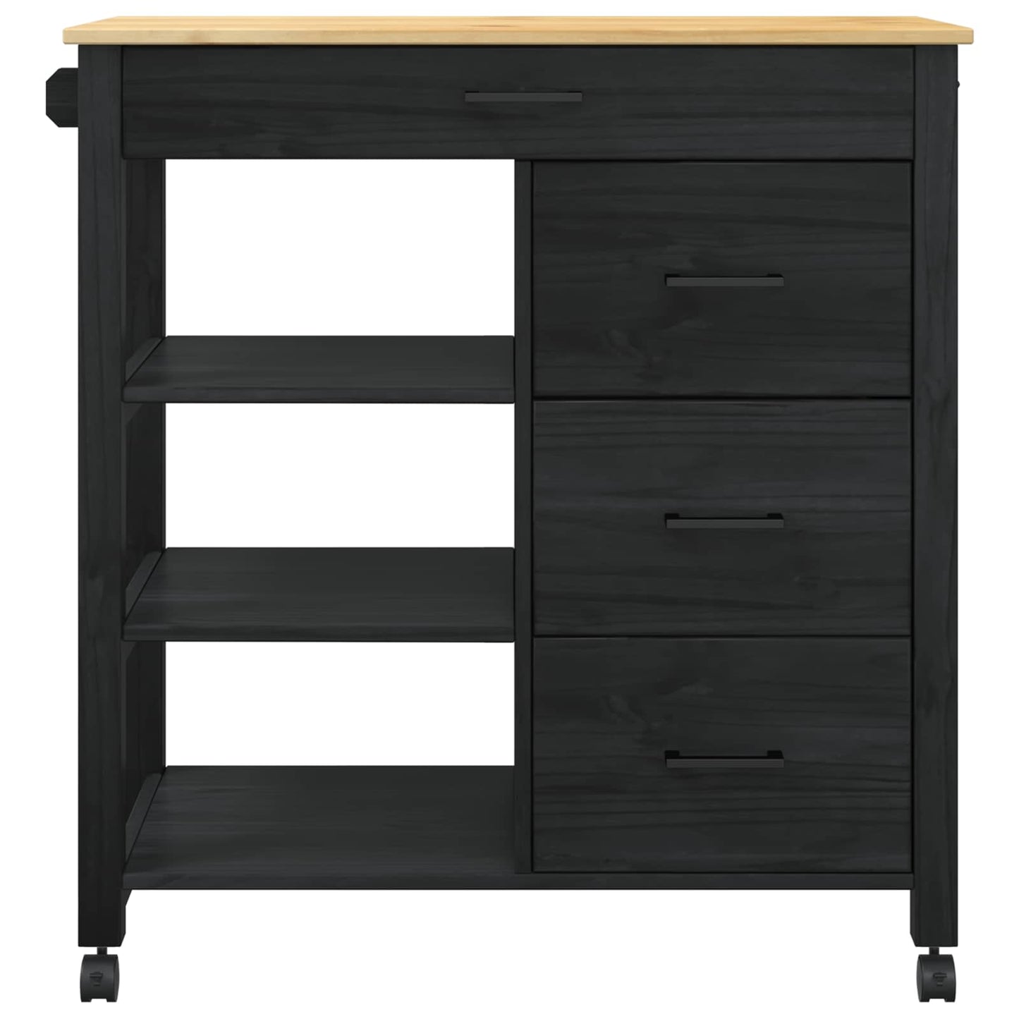 vidaXL Kitchen Trolley MONZA Black 84 x 40 x 88.5 cm Solid Pine Wood
