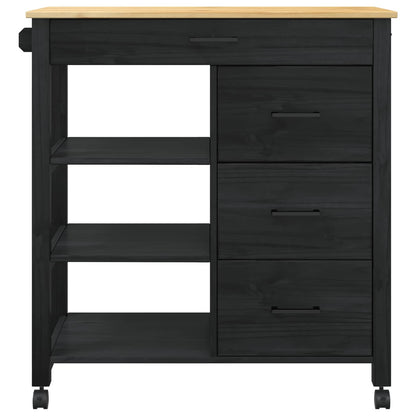 vidaXL Kitchen Trolley MONZA Black 84 x 40 x 88.5 cm Solid Pine Wood