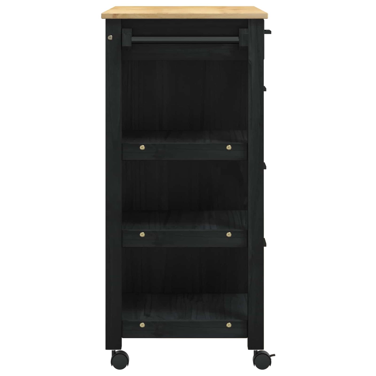 vidaXL Kitchen Trolley MONZA Black 84 x 40 x 88.5 cm Solid Pine Wood