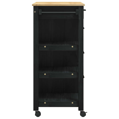 vidaXL Kitchen Trolley MONZA Black 84 x 40 x 88.5 cm Solid Pine Wood